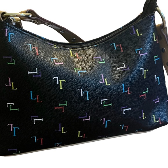 black shoulder purse Handbag with Multi colored L’s - Picture 4 of 6